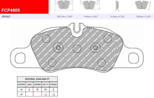 [FCP4805H] FCP4805H - DS2500 Ferodo brake pads