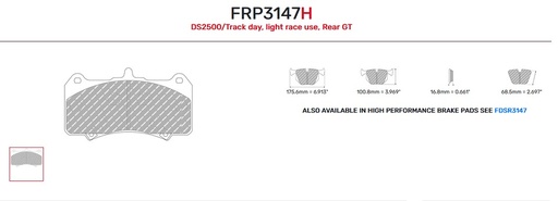 [FRP3147H] FRP3147H - DS2500 Ferodo brake pads