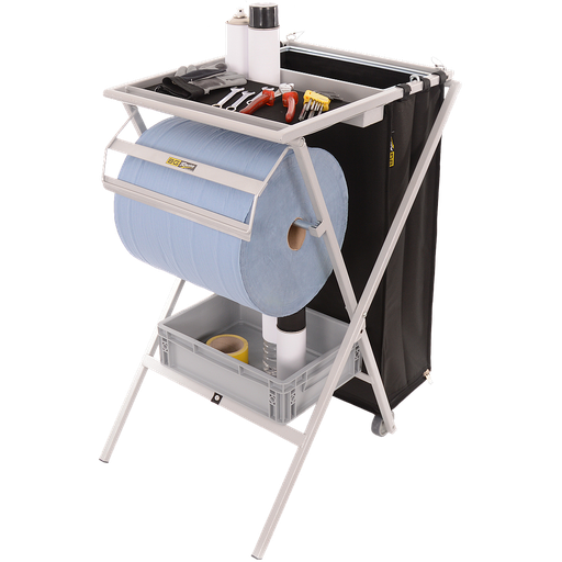 [BGR109P] Table support de rangement pliable avec distributeur de papier et poubelle ( non-fournis )