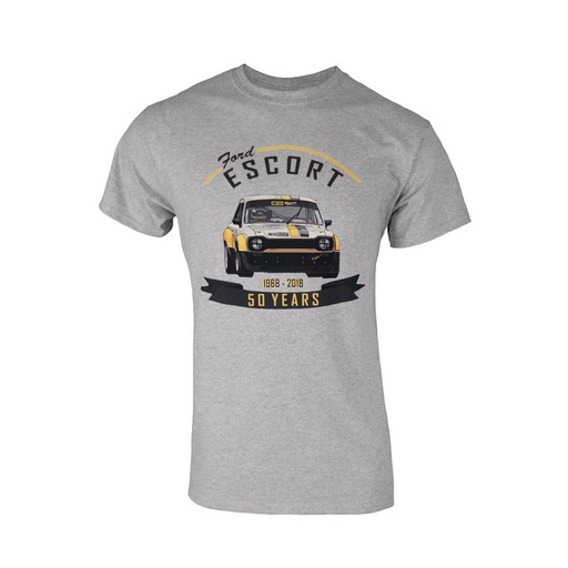 [BGRTSHIRT50XXL] BG RACING 50 YEARS FORD ESCORT COMMEMORATIVE T-SHIRT (XXL) - 90% COTTON & 10% POLYESTER - GREY