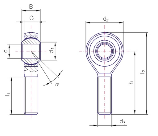 [KA14-525] Askubal male rod end bearing 0.500 inch thread 1/2-20UNF