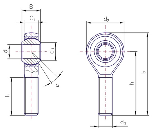 [KA14-525] Askubal male rod end bearing 0.500 inch thread 1/2-20UNF