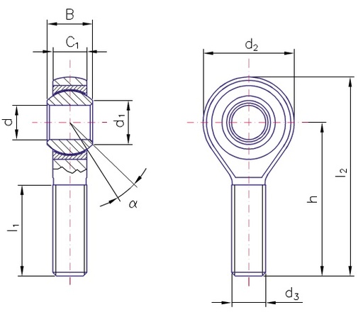 [KA18-450] Rod end male - right hand thread - Askubal
