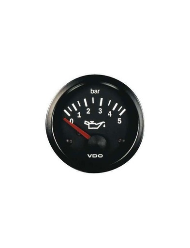 [350-010-008K] Manomètre VDO Pression Huile 0-5 Bars Ø 52 Fond Noir