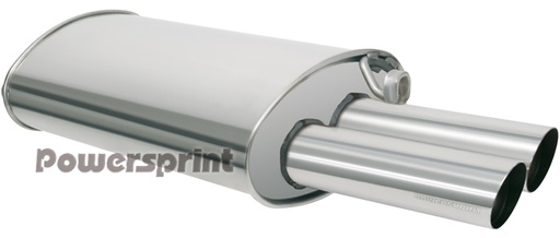 [990408] Powersprint stainless steel rear silencer for E30M3 - Double-round tail pipe Ø 76 mm