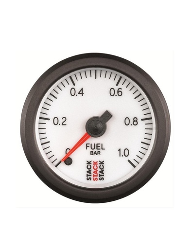 [ST3353] Manomètre de Pression Essence - Pro Pas A Pas - 0-1 Bar - M10 M - Ø 52mm - Blanc