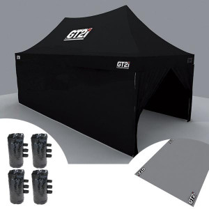 [cata-ete-T3x6-AC-N] Pack Steel Tent Black + Tarpaulin + Ballast GT2i