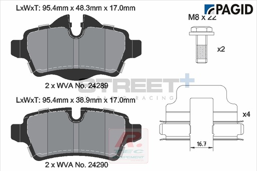 [T8066SP2001] T8066 - Plaquettes de frein Pagid Street+