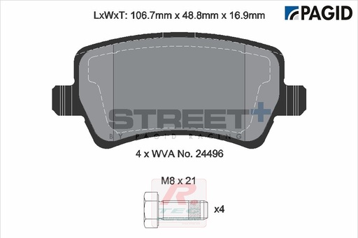 [T8076SP2001] T8076 - Plaquettes de frein Pagid Street+