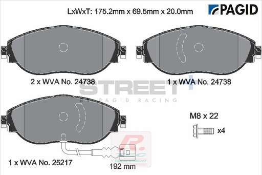 [T8092SP2001] T8092 - Pagid brake pads Street+