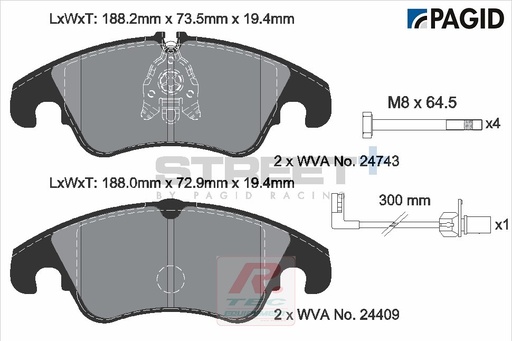 [T8093SP2001] T8093 - Pagid brake pads Street+