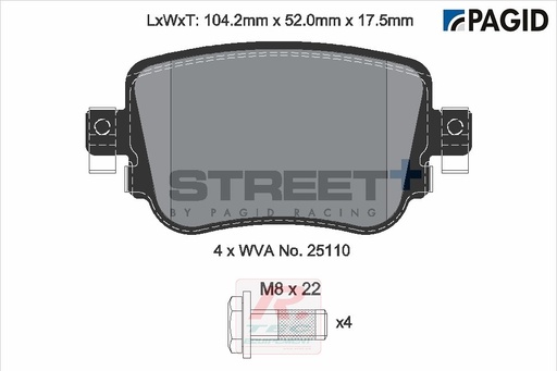 [T8108SP2001] T8108 - Plaquettes de frein Pagid Street+