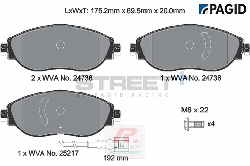 [T8192SP2001] T8192 - Pagid brake pads Street+