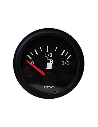 [301-010-001K] Manomètre VDO Niveau Essence Tubulaire Vision Ø 52 Fond Noir