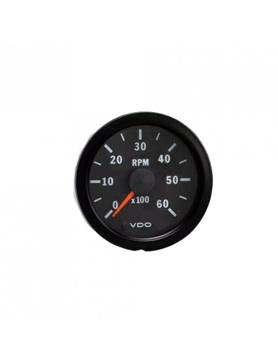 [333-015-009K] Compte-tours VDO 6000 Trs/Min Ø 52 Fond Noir 4 / 6 / 8 Cylindres Diesel / Essence