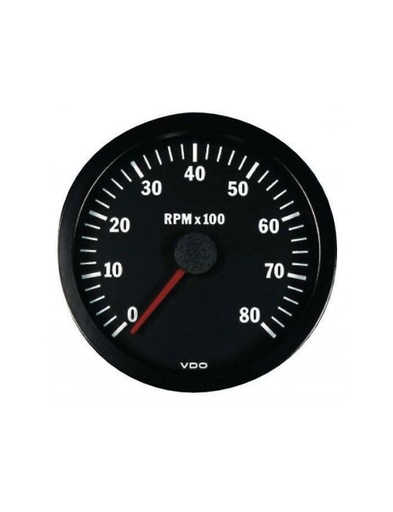 [333-015-005G] Compte-tours VDO 8000 Trs/Min Ø 100 Fond Noir 4 / 6 / 8 Cylindres Diesel / Essence