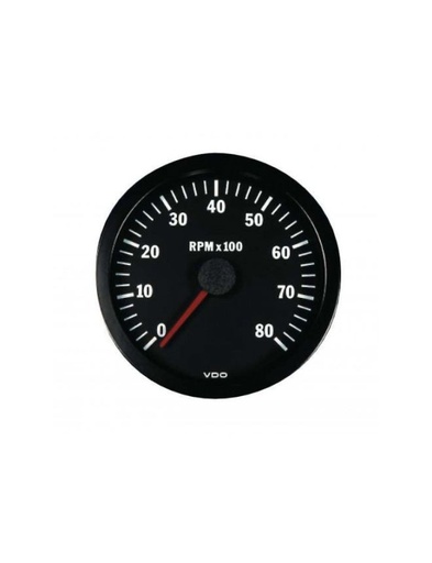[333-015-010K] Compte-tours VDO 8000 Trs/Min Ø 52 Fond Noir 4 / 6 / 8 Cylindres Diesel / Essence