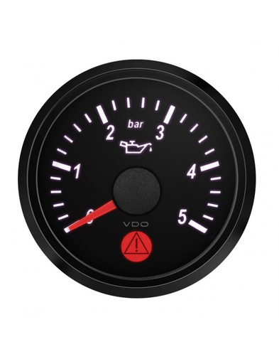 [A2C3833160001] Manomètre Pression Huile VDO Singleviu Ø 52mm Fond Noir 0-5Bars