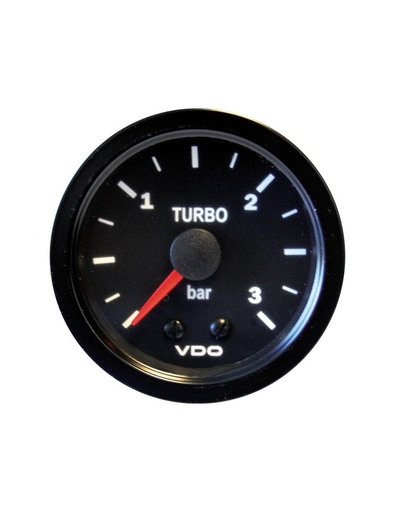 [150-015-001K] Manomètre VDO Pression Turbo 0-3 Bars Ø 52 Mécanique Fond Noir