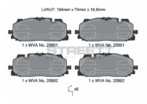 [T8233SP2001] T8233 - Pagid brake pads Street+